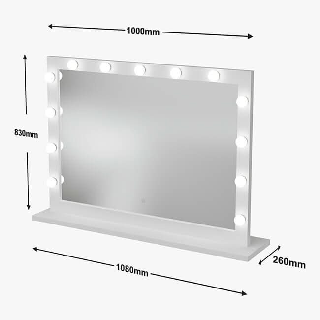 Audrey Hollywood Mirror White 100x80cm | Luxury Home Accessories | Heulog Glow