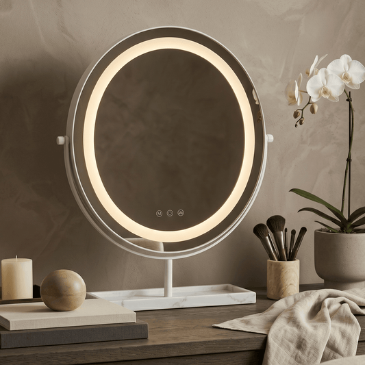 Aurelia LED Vanity Mirror White & Marble | Luxury Home Accessories | Heulog Glow