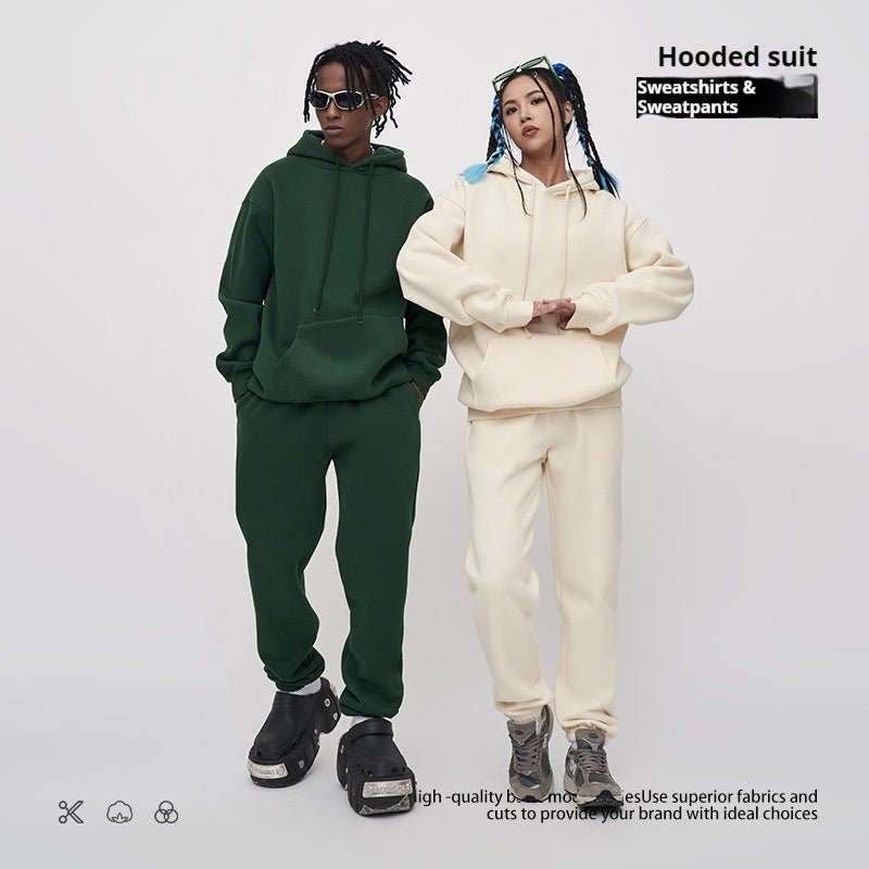 Autumn And Winter Fleece-lined Thick Hooded Solid Color Sweatpants Hoodie | Luxury Home Accessories | Heulog Glow