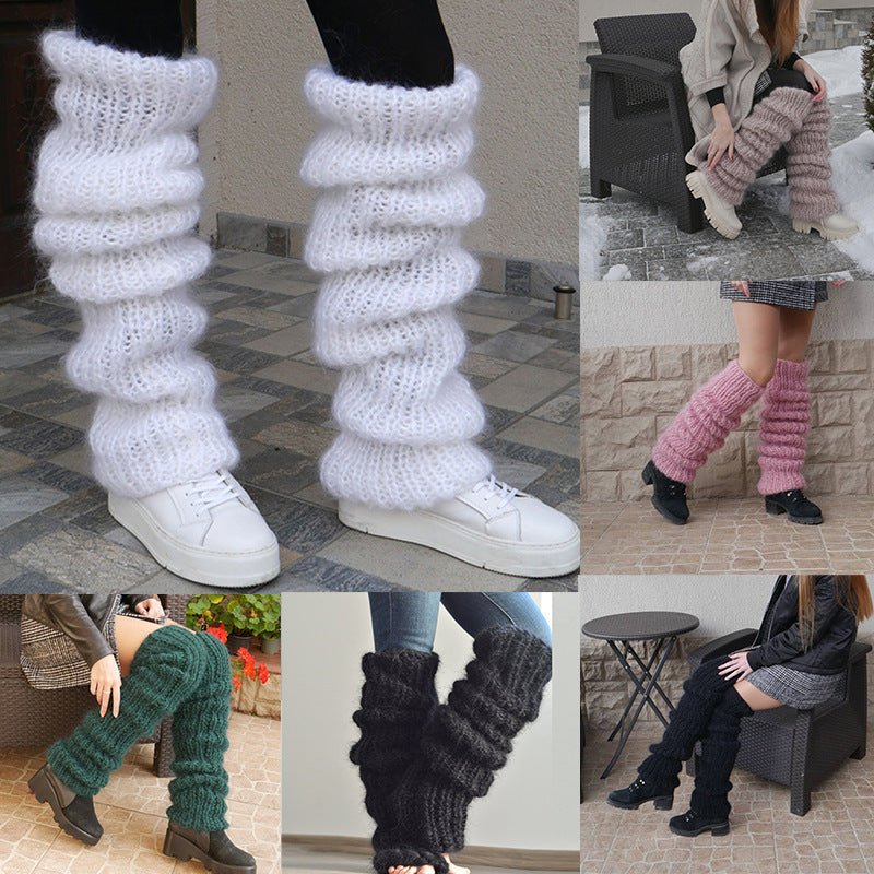 Autumn And Winter New Solid Color Mohair Long Tube Pile Style Foot Women's Fashion Casual Knitted Bunching Socks | Luxury Home Accessories | Heulog Glow