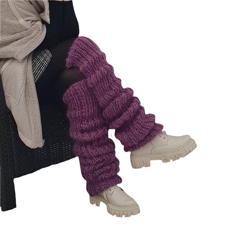 Autumn And Winter New Solid Color Mohair Long Tube Pile Style Foot Women's Fashion Casual Knitted Bunching Socks | Luxury Home Accessories | Heulog Glow