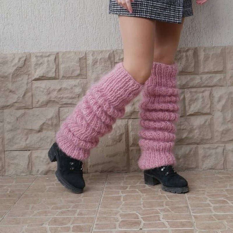 Autumn And Winter New Solid Color Mohair Long Tube Pile Style Foot Women's Fashion Casual Knitted Bunching Socks | Luxury Home Accessories | Heulog Glow