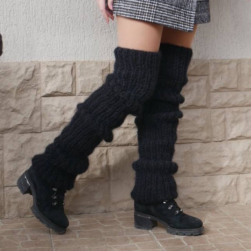 Autumn And Winter New Solid Color Mohair Long Tube Pile Style Foot Women's Fashion Casual Knitted Bunching Socks | Luxury Home Accessories | Heulog Glow