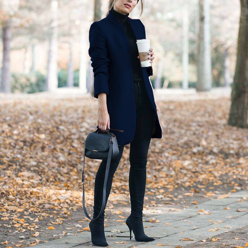 Autumn And Winter New Style European And American Fashion Solid Color Stand-Up Collar Woolen Blazer | Luxury Home Accessories | Heulog Glow