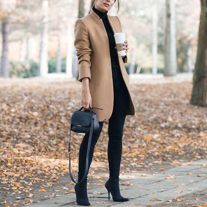 Autumn And Winter New Style European And American Fashion Solid Color Stand-Up Collar Woolen Blazer | Luxury Home Accessories | Heulog Glow