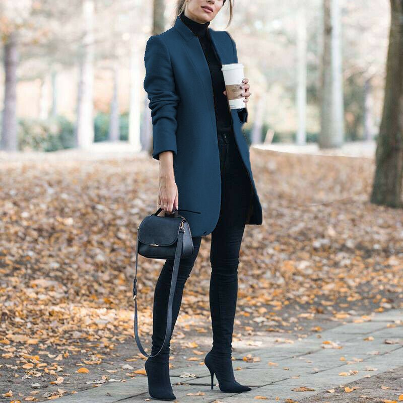 Autumn And Winter New Style European And American Fashion Solid Color Stand-Up Collar Woolen Blazer | Luxury Home Accessories | Heulog Glow