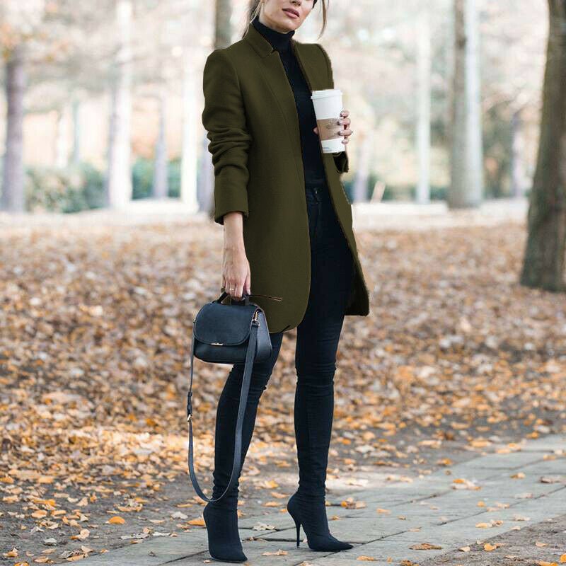 Autumn And Winter New Style European And American Fashion Solid Color Stand-Up Collar Woolen Blazer | Luxury Home Accessories | Heulog Glow