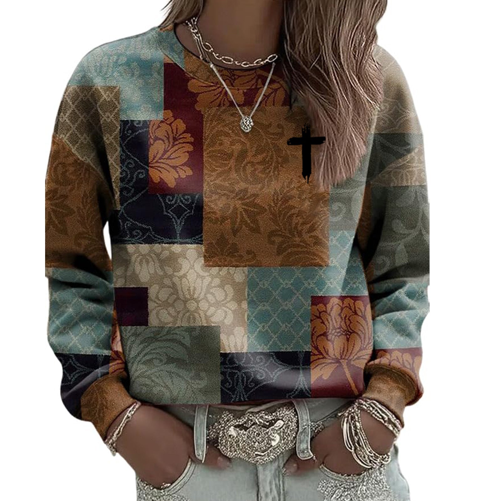 AutumnWinter Womens New Plaid Print Crew Neck Sweatshirt | Luxury Home Accessories | Heulog Glow