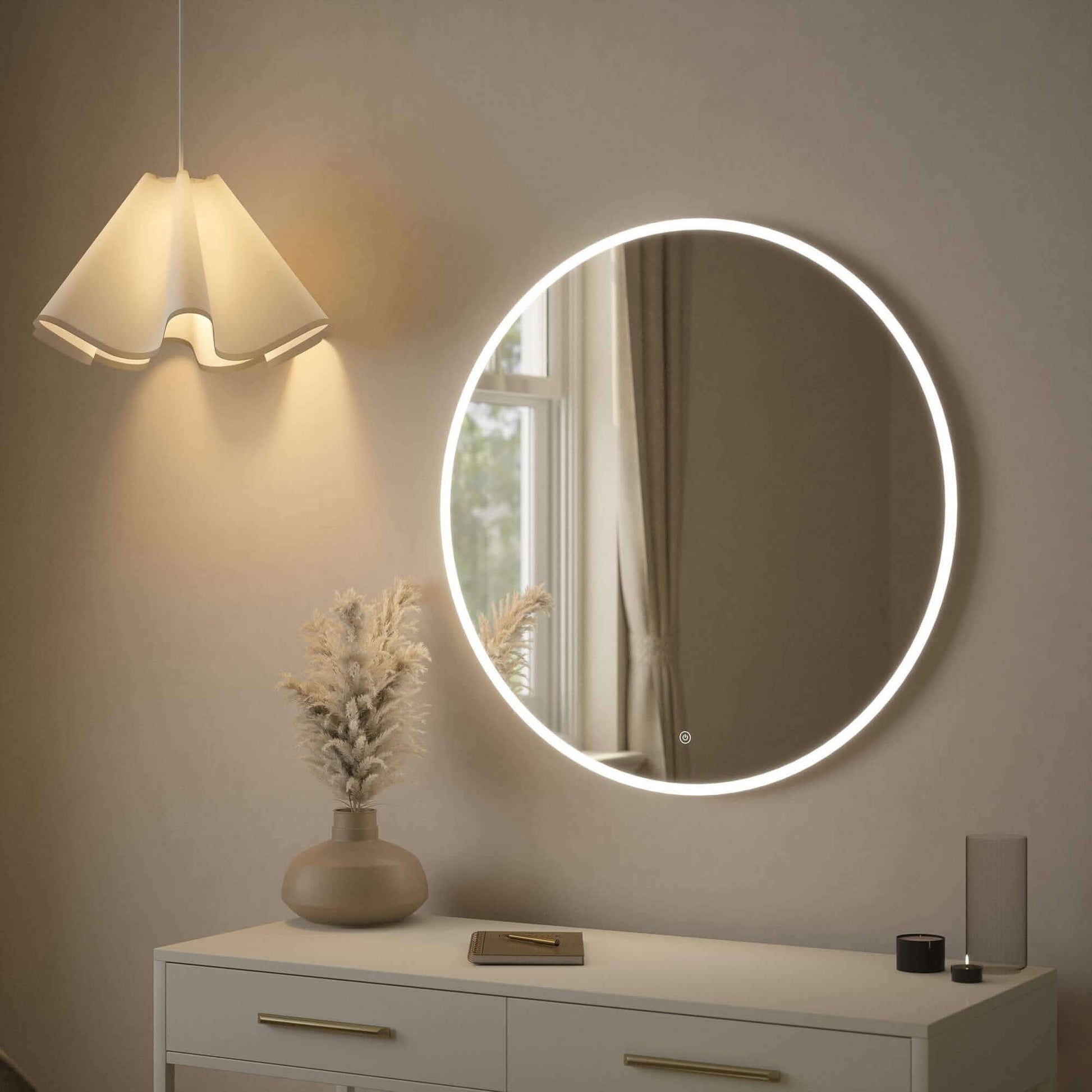 Ava Round Wall Mounted Mirror 80cm | Luxury Home Accessories | Heulog Glow