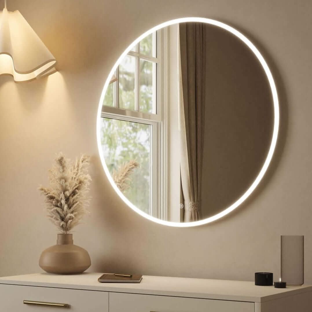 Ava Round Wall Mounted Mirror 80cm | Luxury Home Accessories | Heulog Glow