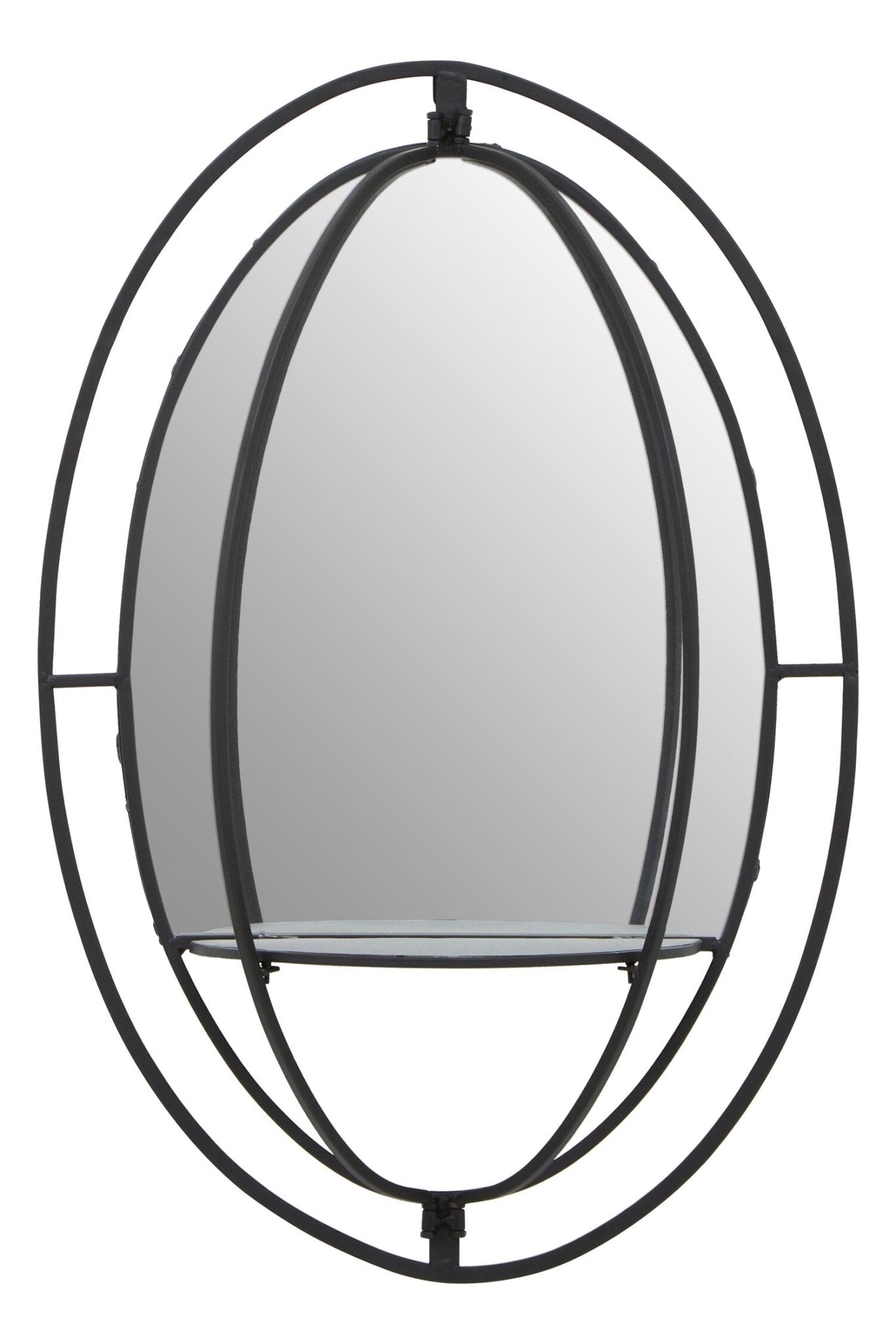 Avento Oval Shelved Black Wall Mirror | Luxury Home Accessories | Heulog Glow