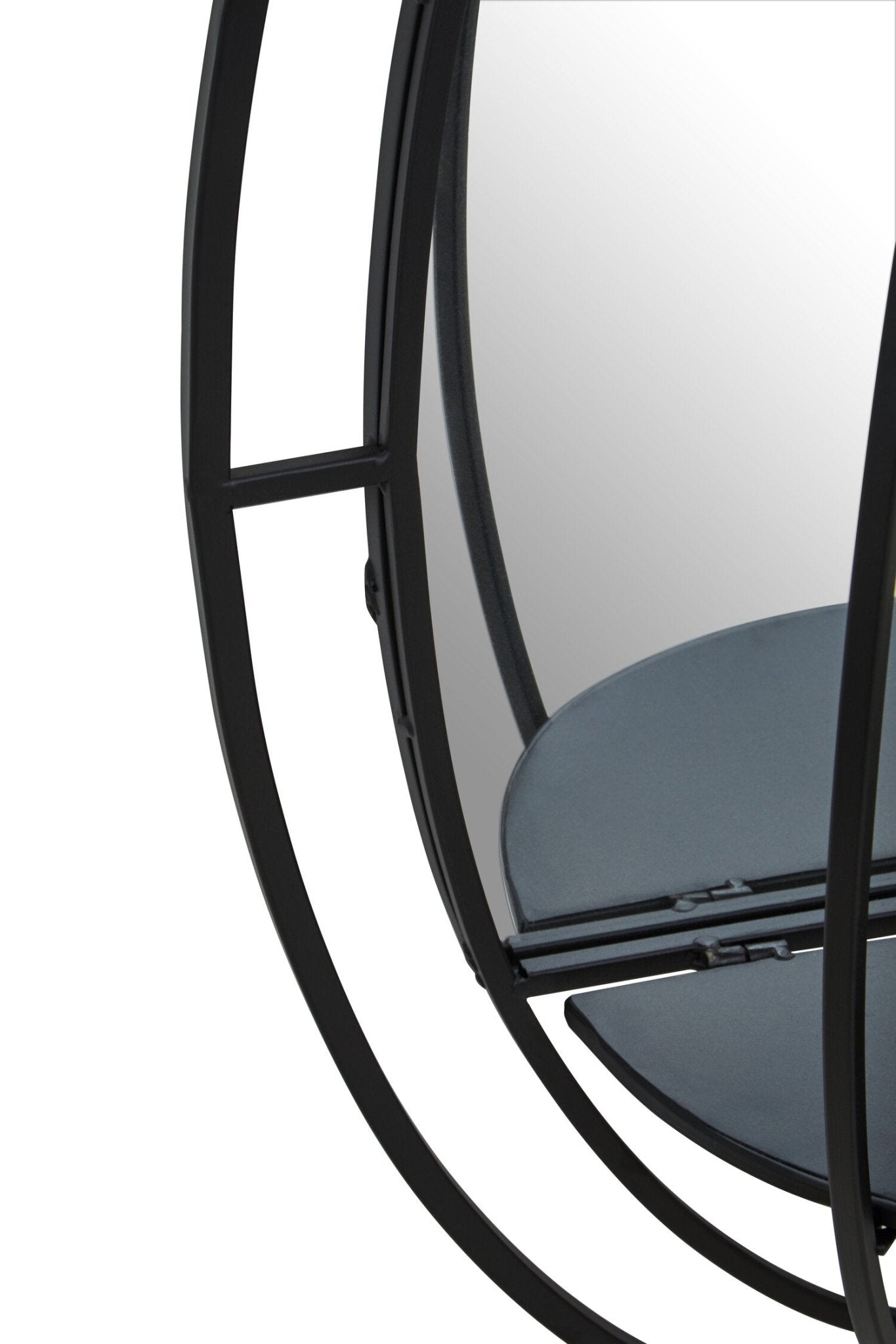 Avento Oval Shelved Black Wall Mirror | Luxury Home Accessories | Heulog Glow