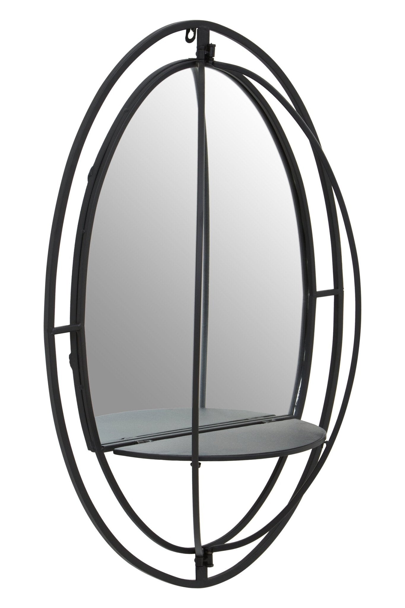 Avento Oval Shelved Black Wall Mirror | Luxury Home Accessories | Heulog Glow