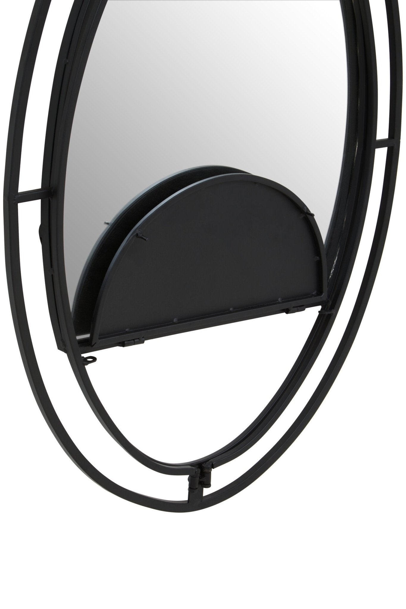 Avento Oval Shelved Black Wall Mirror | Luxury Home Accessories | Heulog Glow