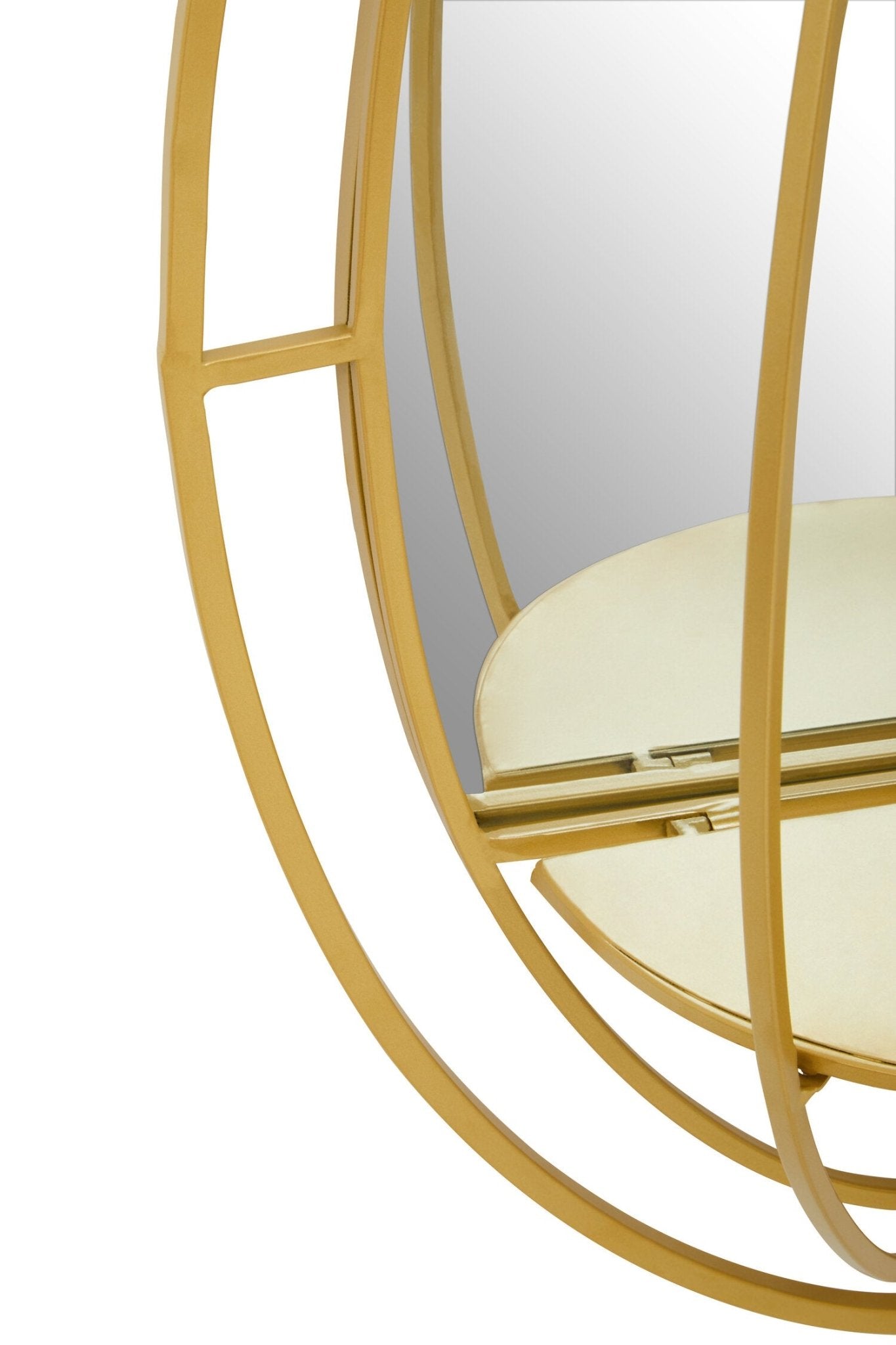 Avento Oval Shelved Gold Wall Mirror | Luxury Home Accessories | Heulog Glow