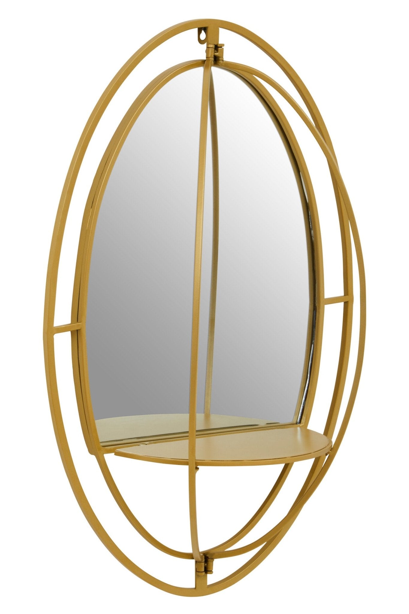 Avento Oval Shelved Gold Wall Mirror | Luxury Home Accessories | Heulog Glow