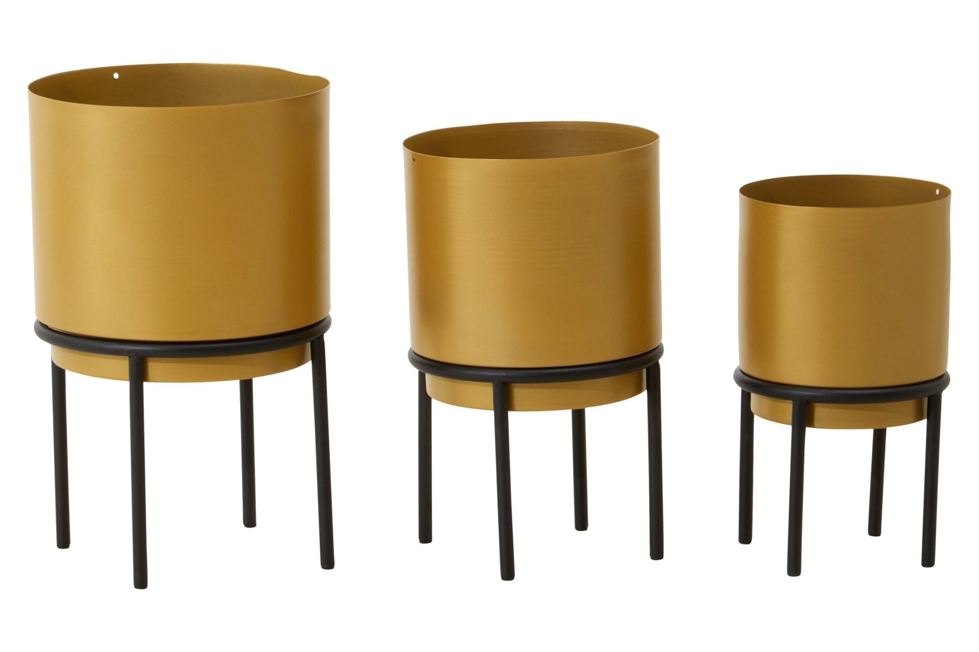 Avento Set Of Three Gold Finish Planters | Luxury Home Accessories | Heulog Glow