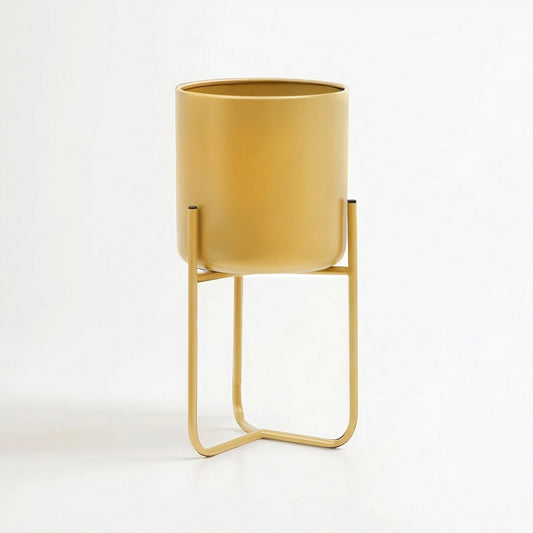 Avento Small Gold Finish Floor Planter | Luxury Home Accessories | Heulog Glow