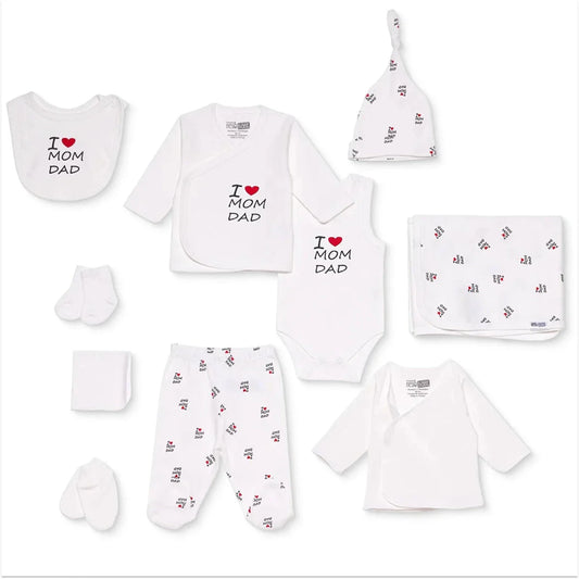HelloBaby Unisex 100% Cotton 10-Piece Hospital Gift Set - Ecru