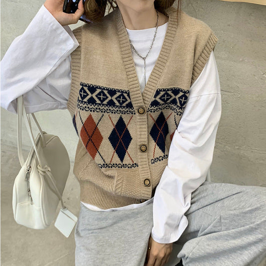 Loose Outer Wear Cardigan Sleeveless Top
