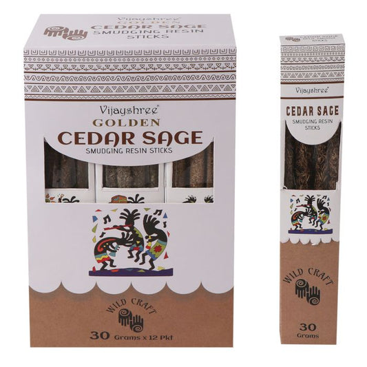 30g Golden Cedar Sage Smudging Resin Sticks