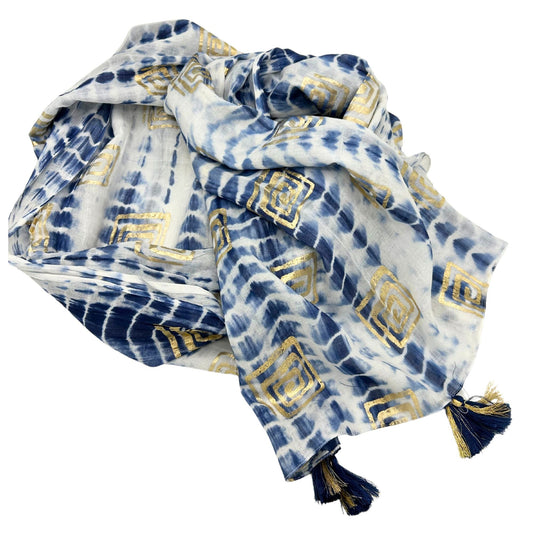 Nomad Sari On the Med Collection - Pario - Blue Tie Dye & Blockprint