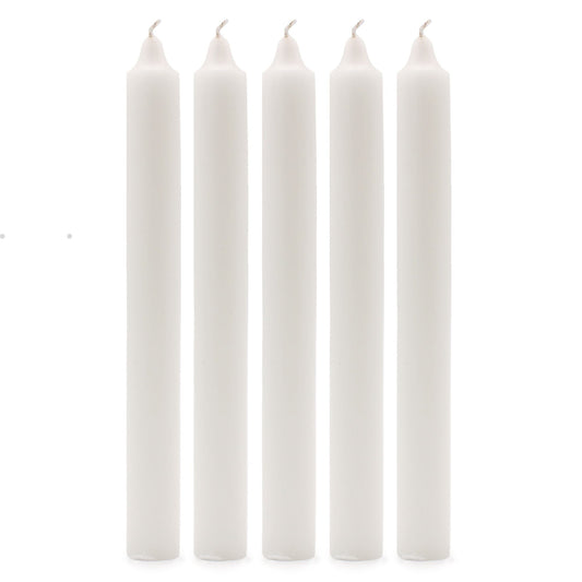 Solid Colour Dinner Candles - Rustic White - Pack of 5