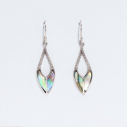 Shell & Silver Earrings - Spear Drops - Abalone