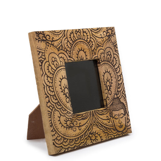 Small Mango Wood Picture Framel (for 10x15cm) 20x20x2cm - Buddha - Black