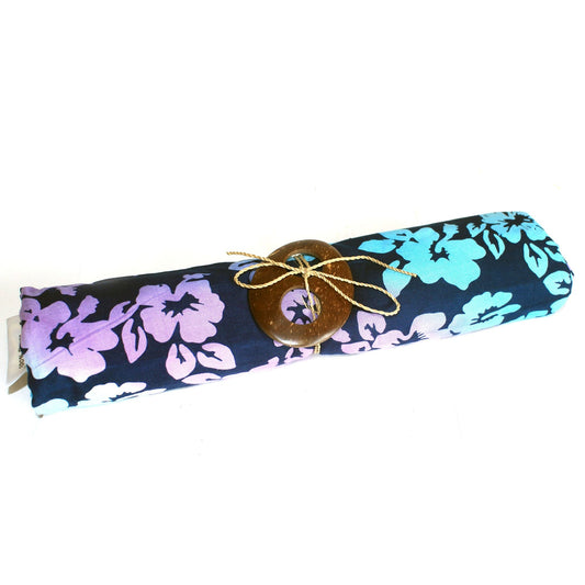 Bali Block Print Sarong - Orchids - Blue
