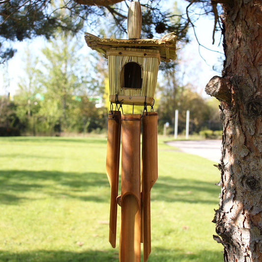 Square Seagrass Bird Box with Chimes 49x15cm