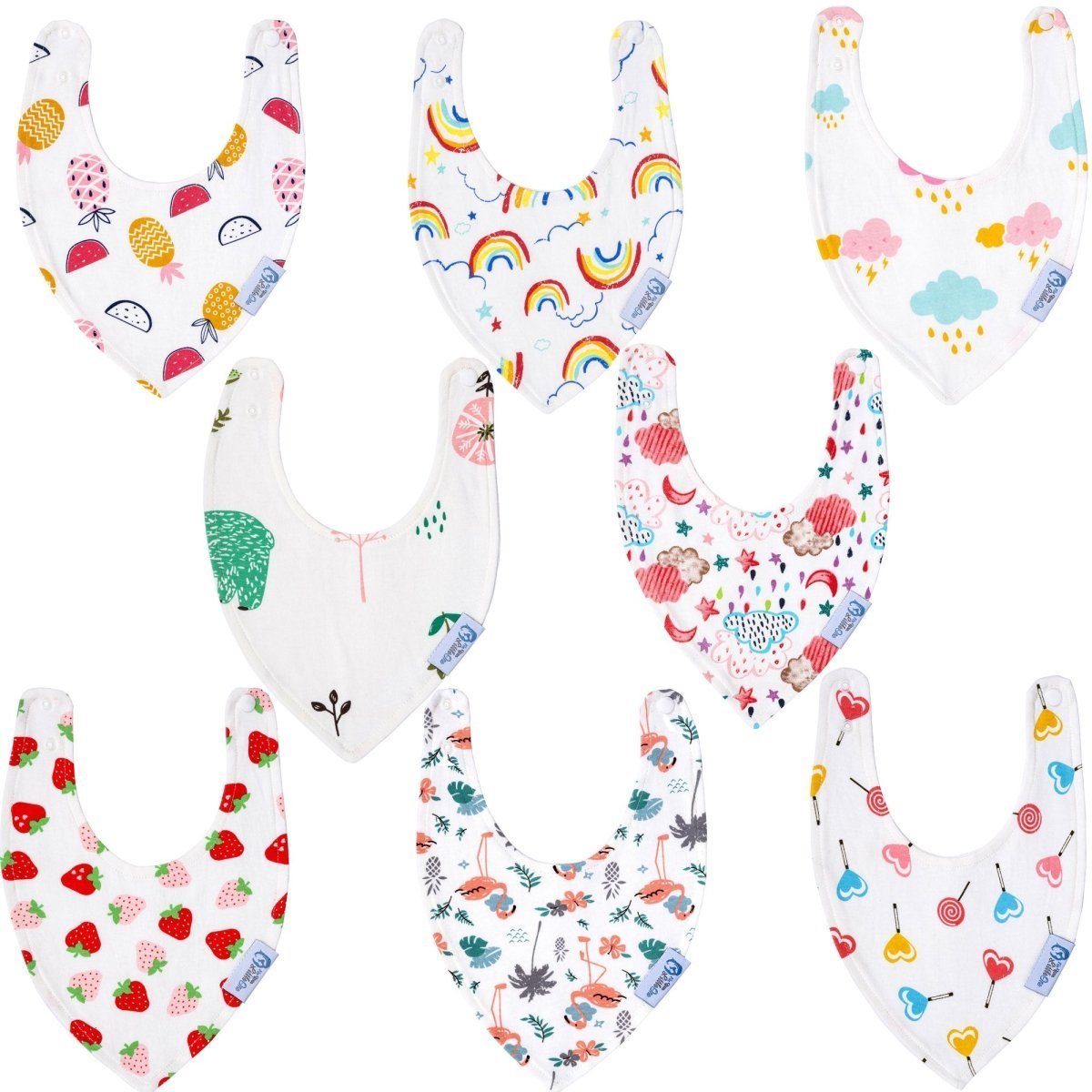 Baby Bandana Dribble Bibs Cotton Pack Of 8 - Girls-Clearance | Luxury Home Accessories | Heulog Glow