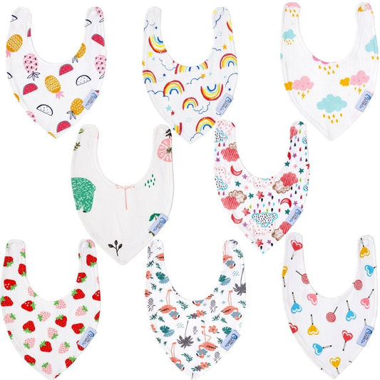 Baby Bandana Dribble Bibs Cotton Pack Of 8 - Girls-Clearance | Luxury Home Accessories | Heulog Glow