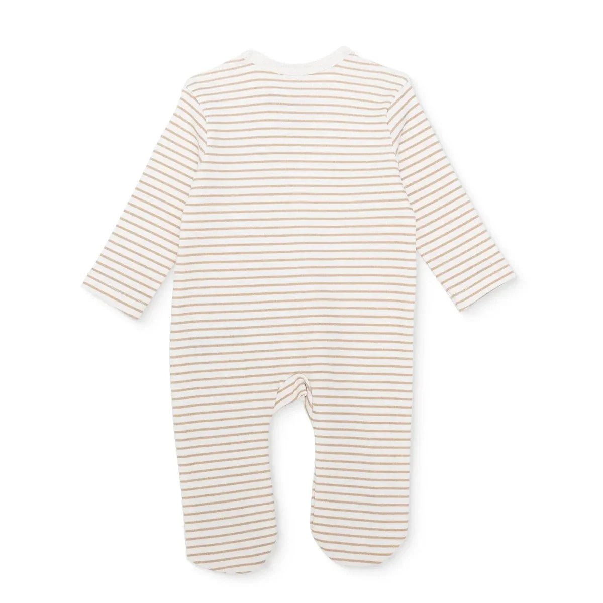 Baby Boy Footed Sleepsuit Striped Zip Fastening Crew Neck - Beige | Luxury Home Accessories | Heulog Glow
