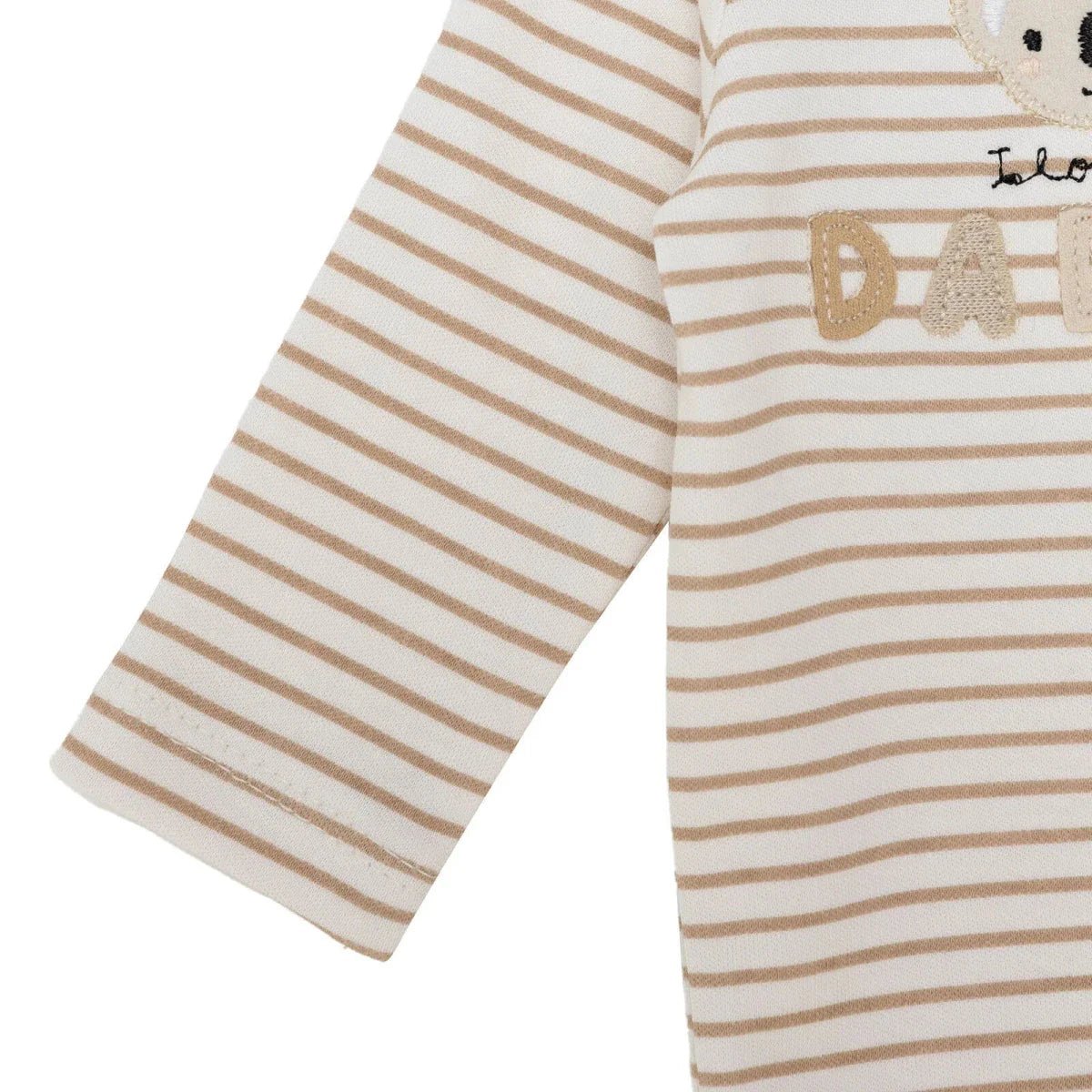 Baby Boy Footed Sleepsuit Striped Zip Fastening Crew Neck - Beige | Luxury Home Accessories | Heulog Glow