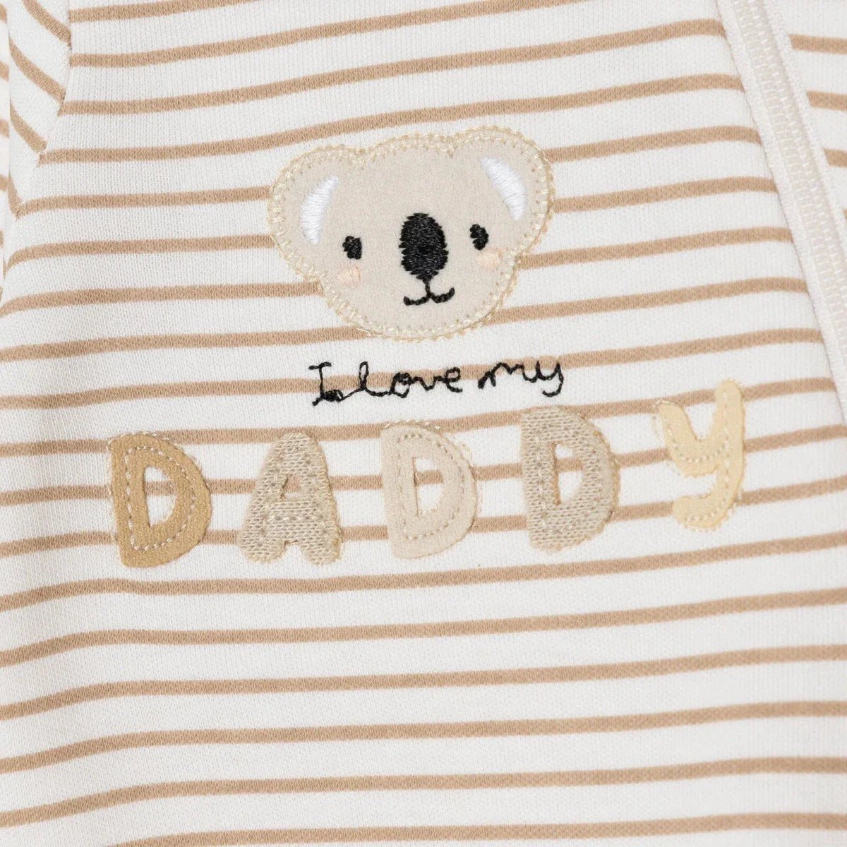 Baby Boy Footed Sleepsuit Striped Zip Fastening Crew Neck - Beige | Luxury Home Accessories | Heulog Glow