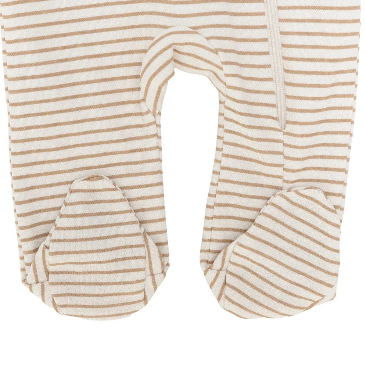 Baby Boy Footed Sleepsuit Striped Zip Fastening Crew Neck - Beige | Luxury Home Accessories | Heulog Glow
