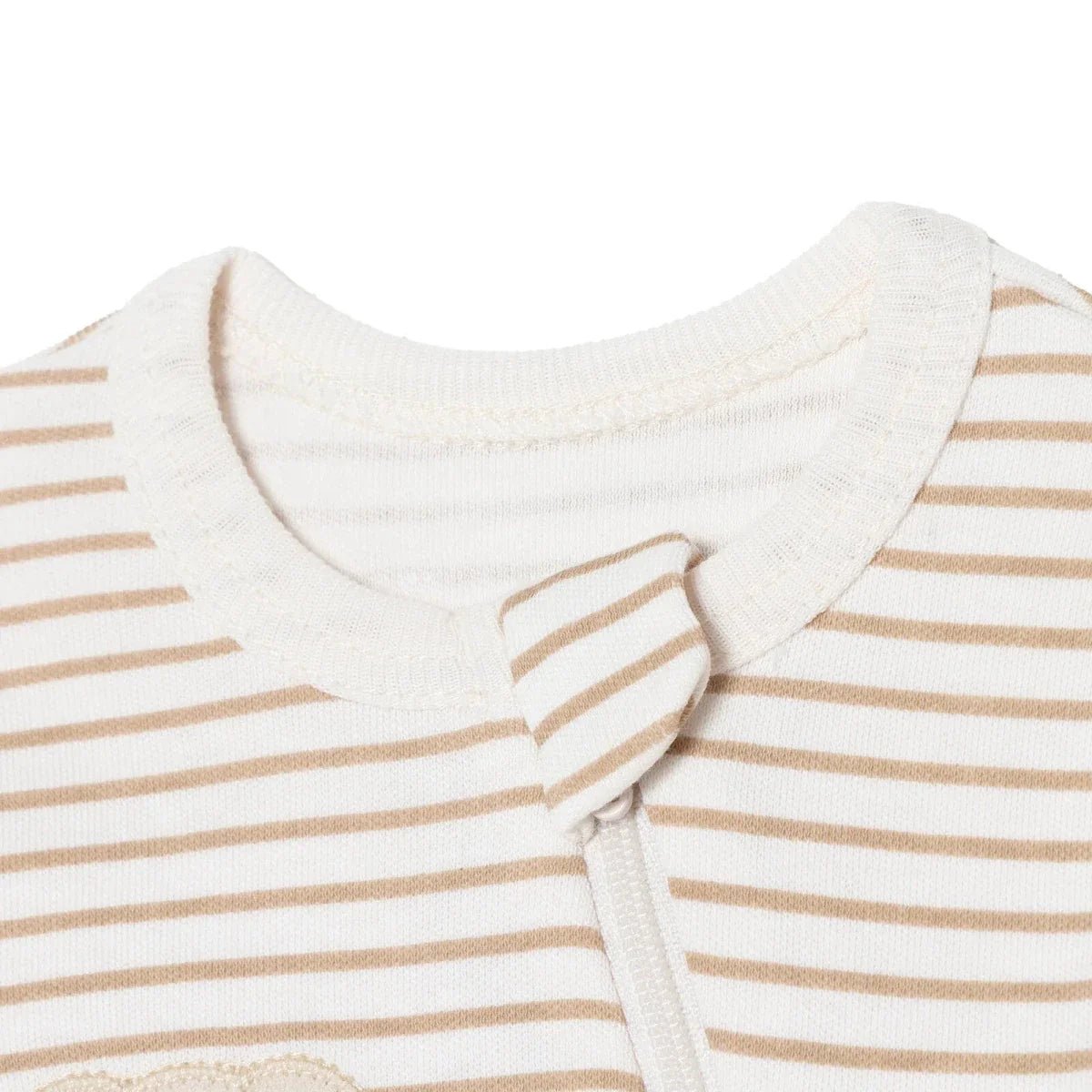 Baby Boy Footed Sleepsuit Striped Zip Fastening Crew Neck - Beige | Luxury Home Accessories | Heulog Glow