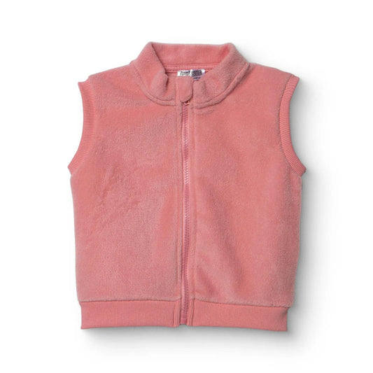 Baby Girl Fleece Waistcoat High Neck - Light Rose | Luxury Home Accessories | Heulog Glow