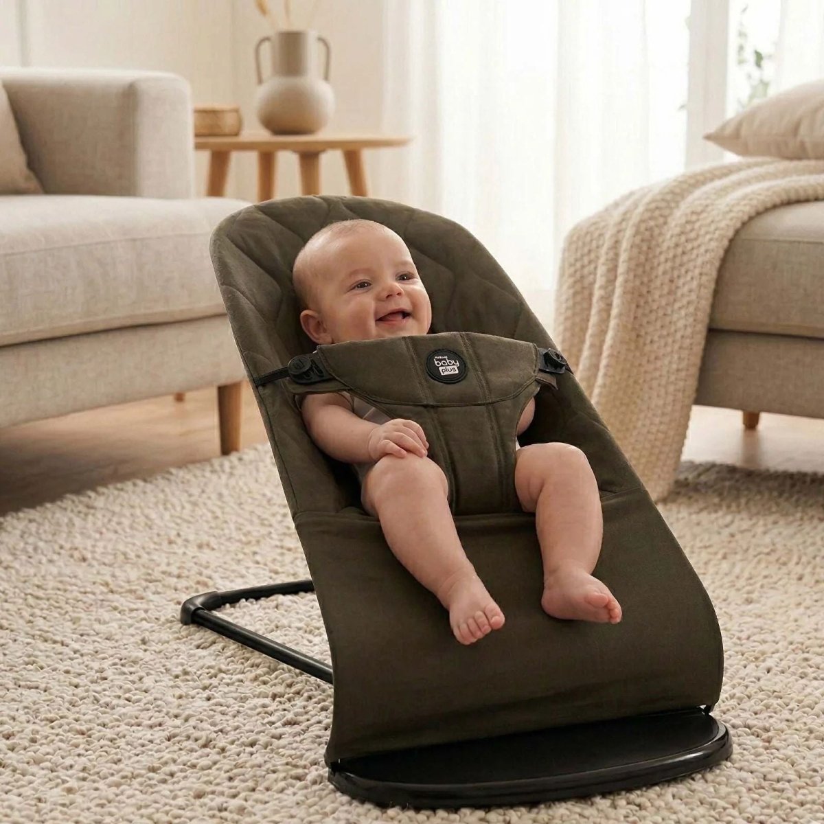 baby plus Cool Baby Bouncer - Beige | Luxury Home Accessories | Heulog Glow