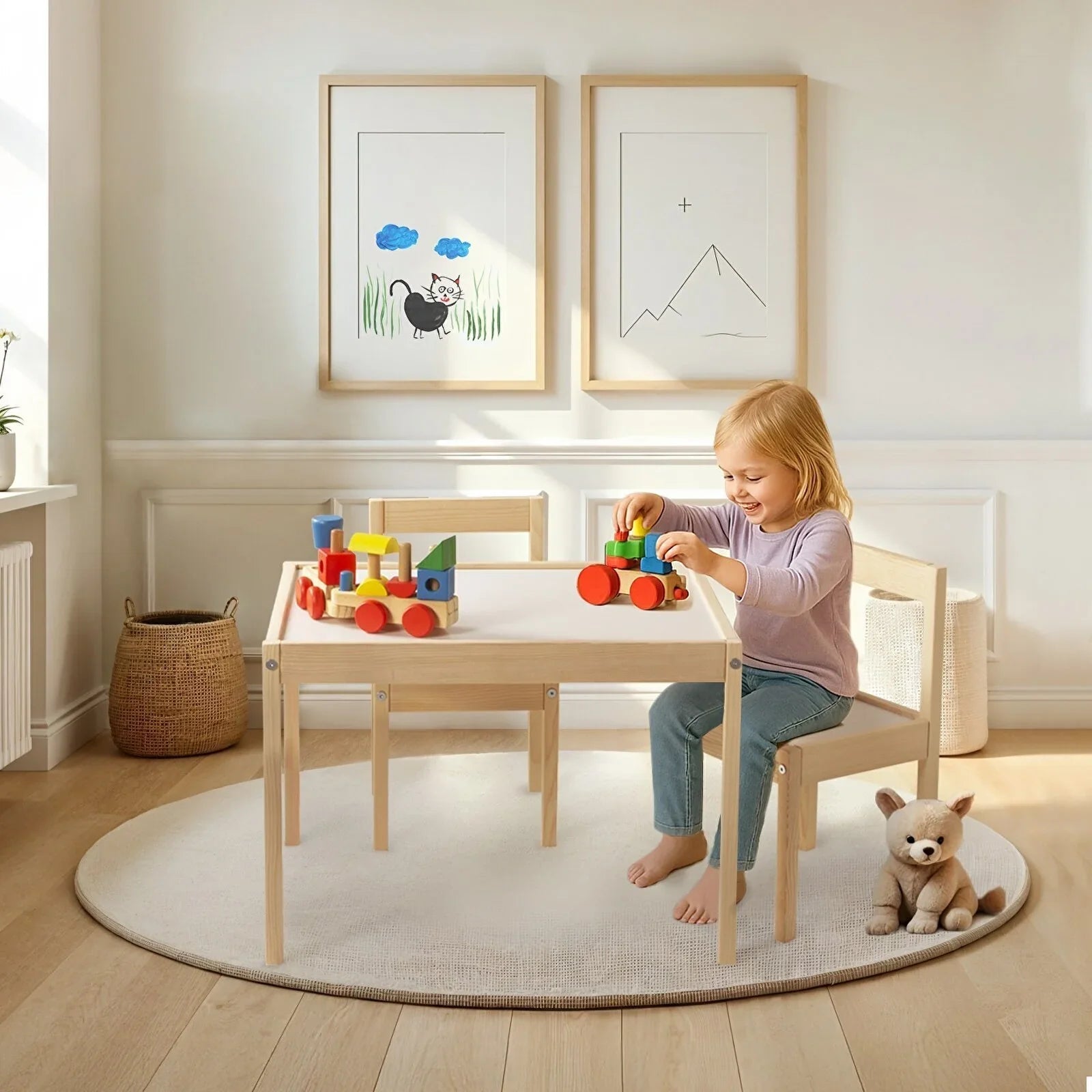 baby toys Montessori Wooden Table & Chair Set | Luxury Home Accessories | Heulog Glow