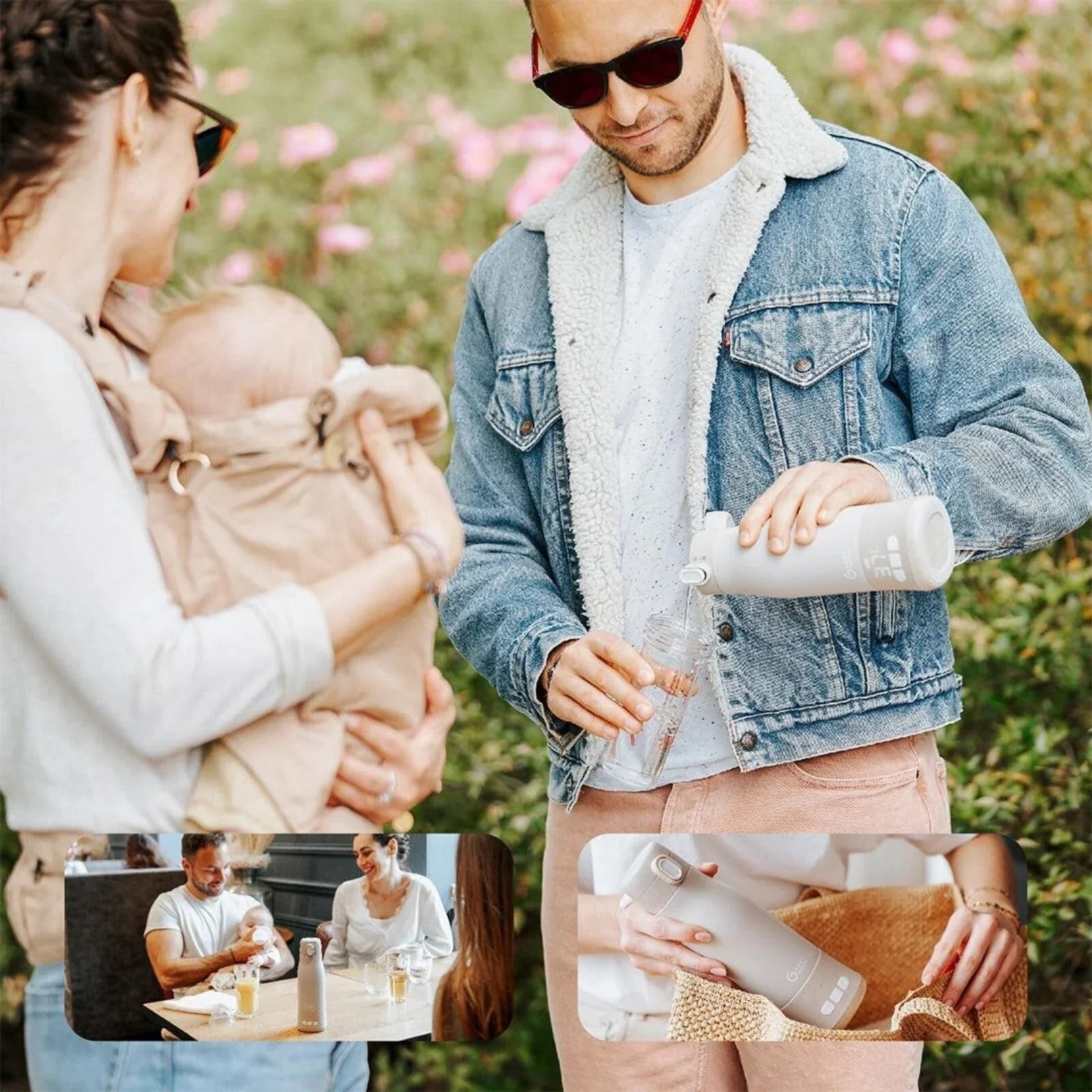 Babymoov Moov & Feed Rechargeable Travel Bottle Warmer - Mineral Beige | Luxury Home Accessories | Heulog Glow