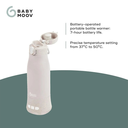 Babymoov Moov & Feed Rechargeable Travel Bottle Warmer - Mineral Beige | Luxury Home Accessories | Heulog Glow