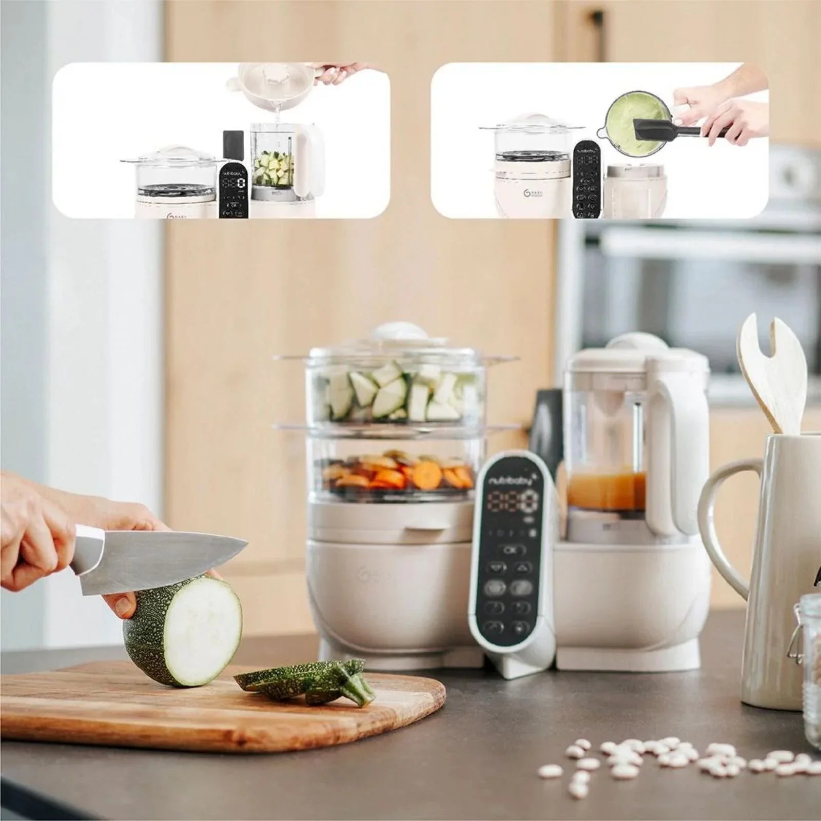 Babymoov Nutribaby (+) 6-in-1 Baby Food Maker - Mineral | Luxury Home Accessories | Heulog Glow