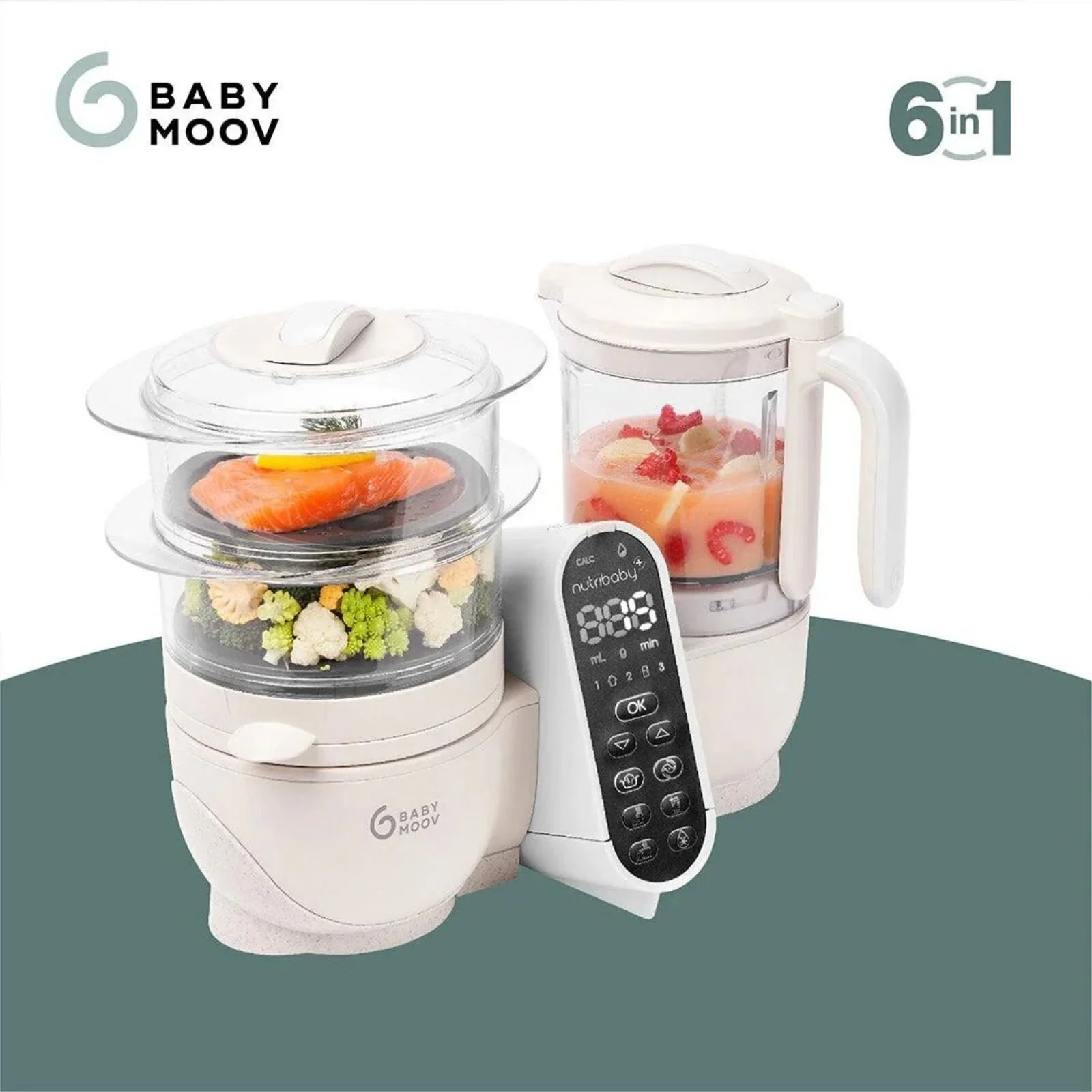 Babymoov Nutribaby (+) 6-in-1 Baby Food Maker - Mineral | Luxury Home Accessories | Heulog Glow