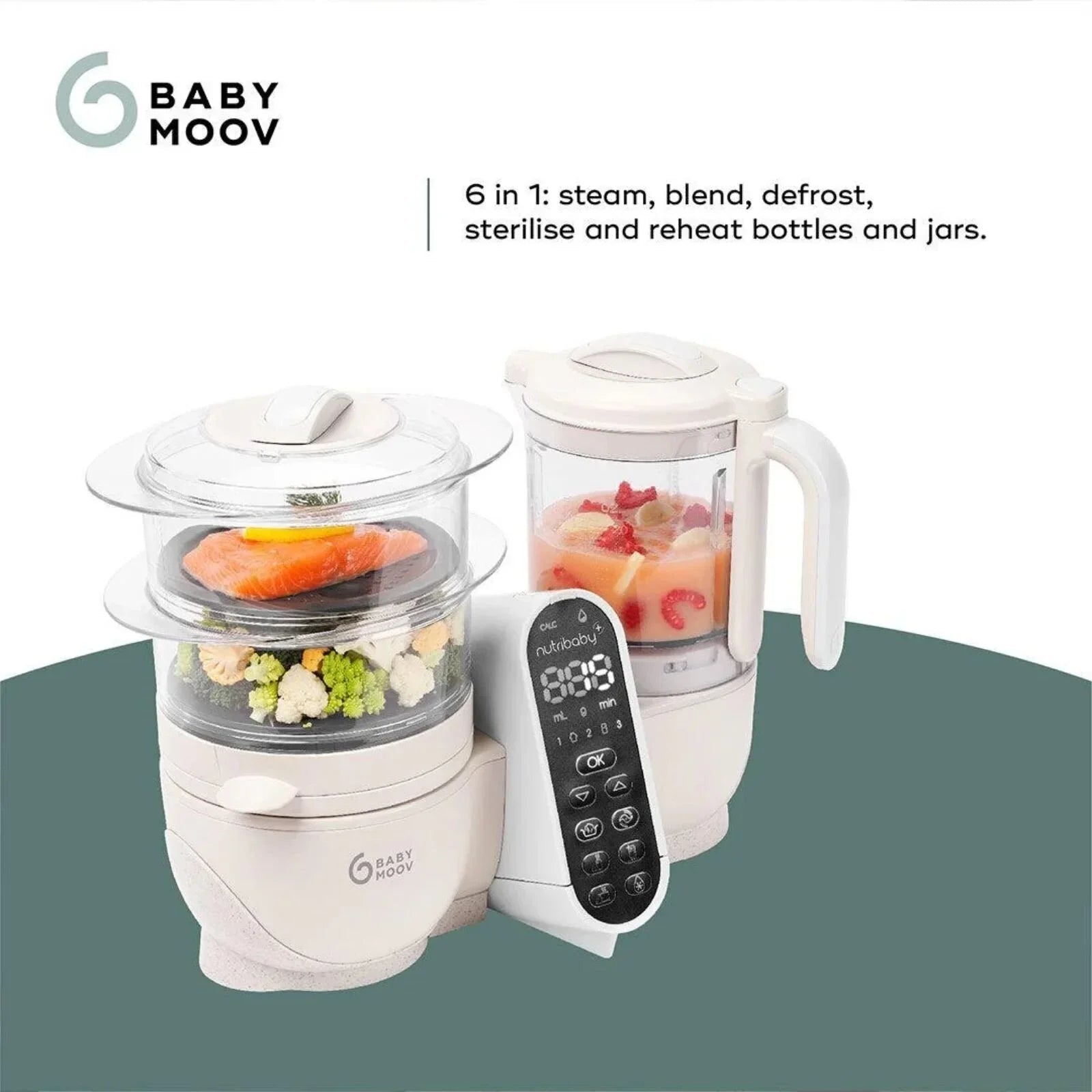 Babymoov Nutribaby (+) 6-in-1 Baby Food Maker - Mineral | Luxury Home Accessories | Heulog Glow
