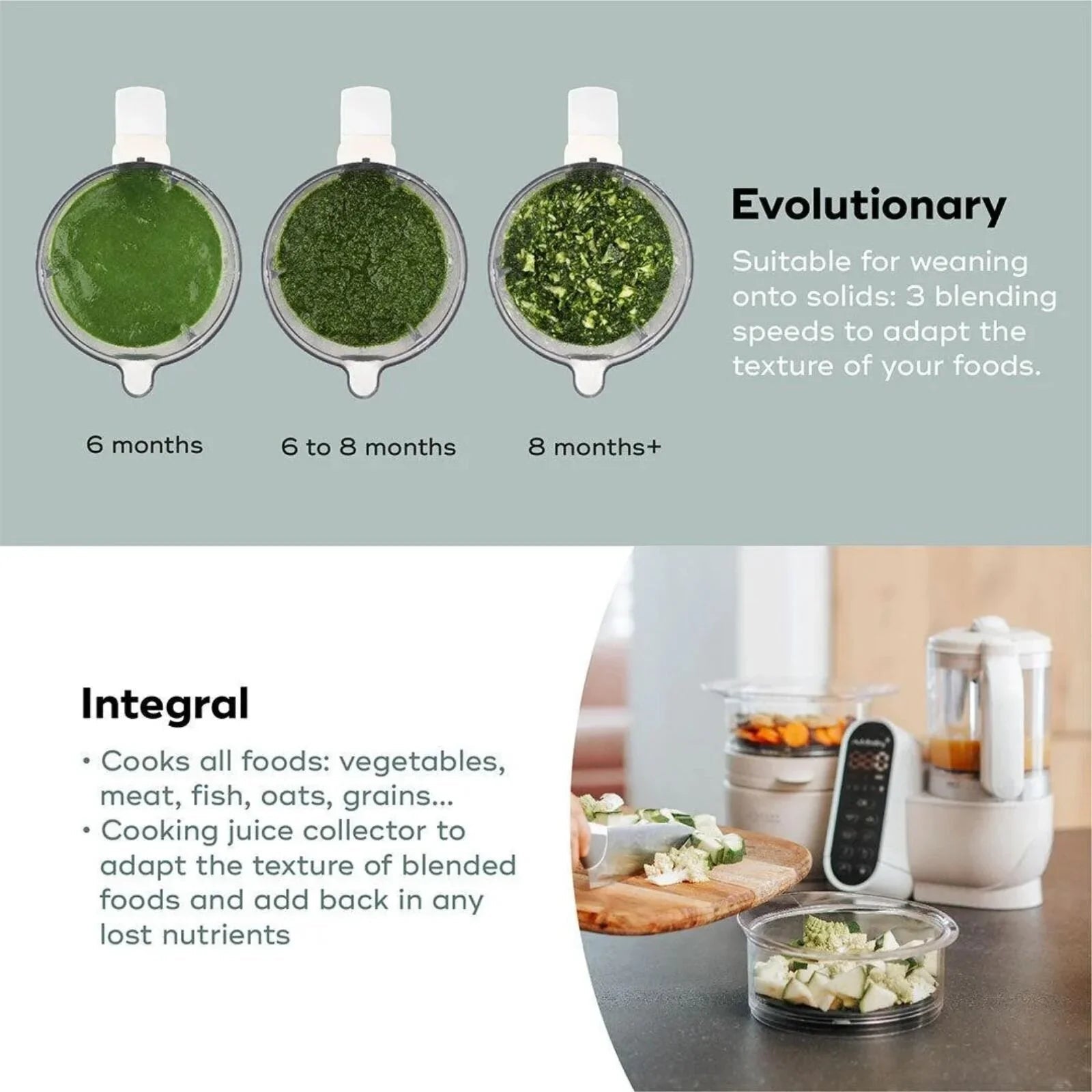 Babymoov Nutribaby (+) 6-in-1 Baby Food Maker - Mineral | Luxury Home Accessories | Heulog Glow