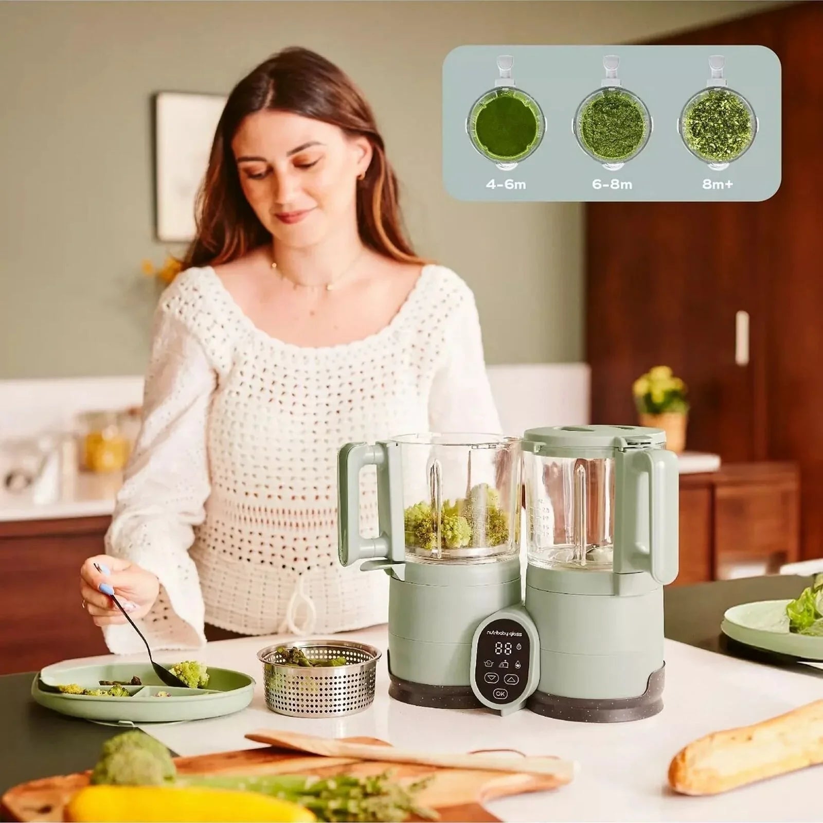 Babymoov Nutribaby Glass 4-in-1 Baby Food Maker | Luxury Home Accessories | Heulog Glow