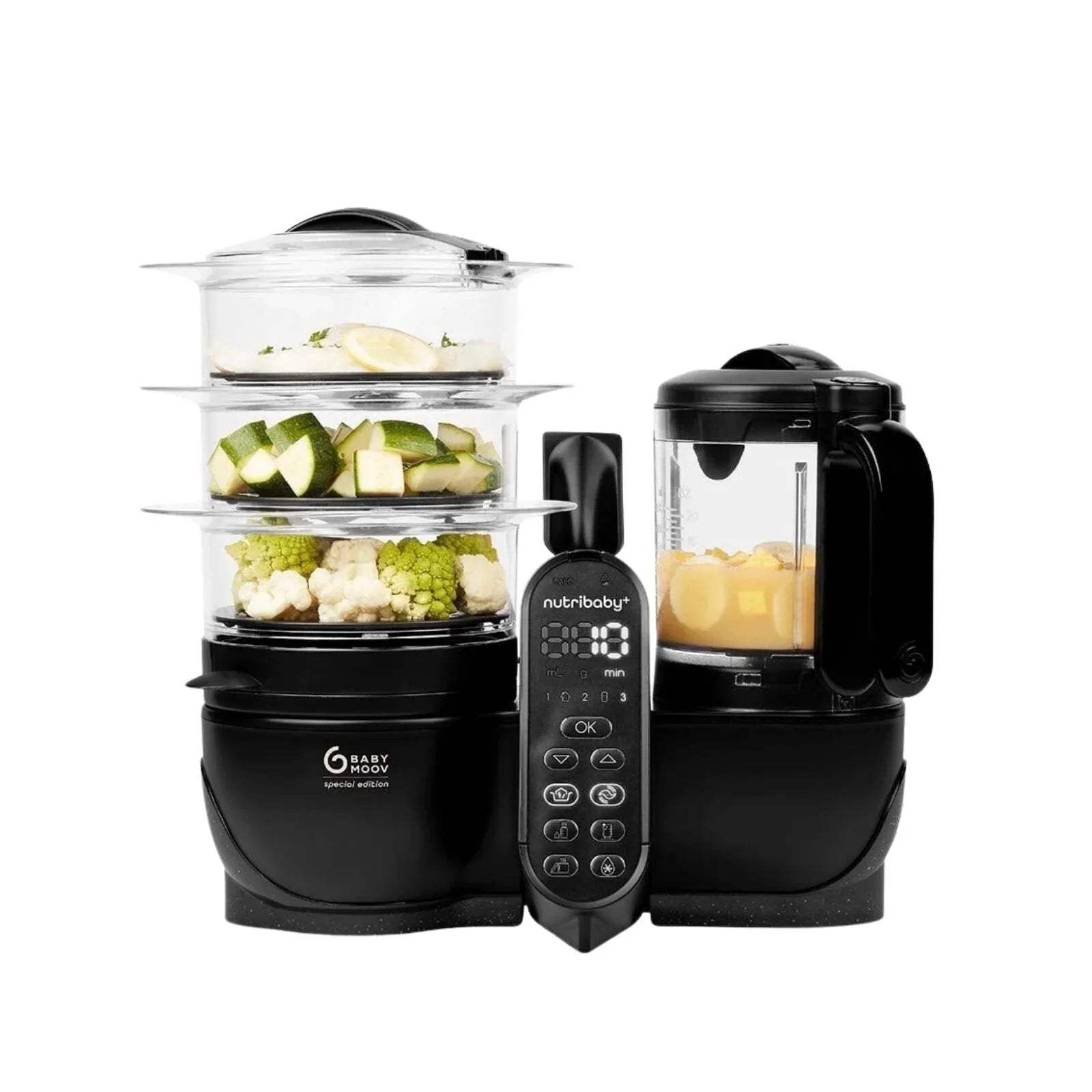 Babymoov Nutribaby (+) XL 6-in-1 Baby Food Maker - Black Edition | Luxury Home Accessories | Heulog Glow