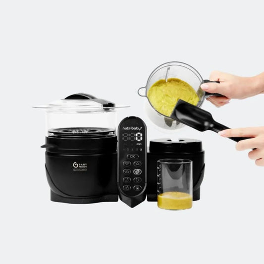 Babymoov Nutribaby (+) XL 6-in-1 Baby Food Maker - Black Edition | Luxury Home Accessories | Heulog Glow